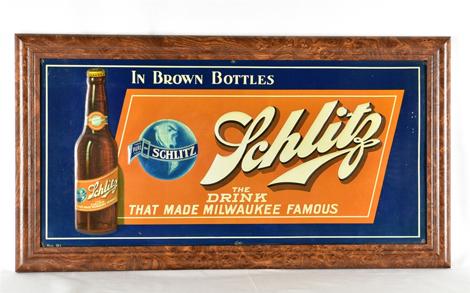 “Schlitz In Brown Bottles” Tin Sign