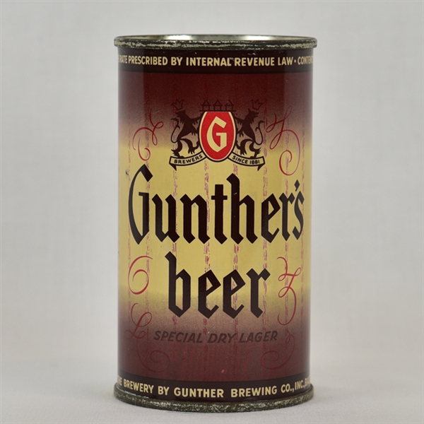 Gunther’s Beer Flat Top Beer Can
