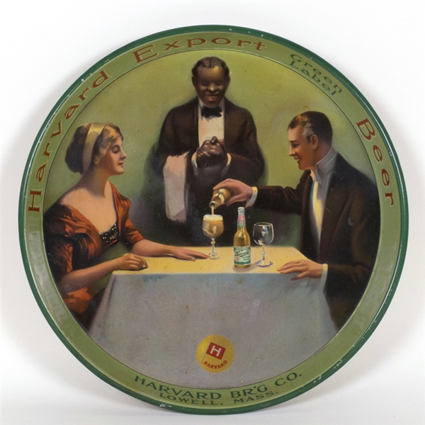 Harvard Black Waiter Pre-prohibition Advertising Tray