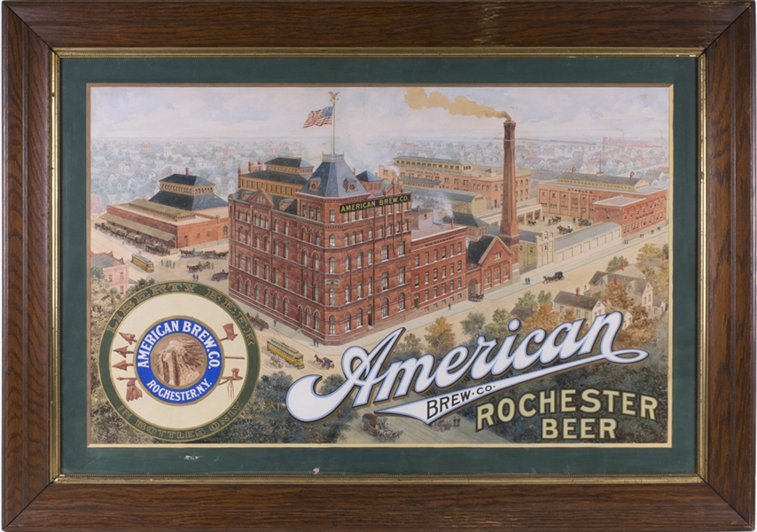 American Brewing Unique Hand-Painted Factory Scene Sign