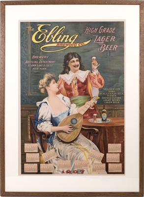 Ebling Brewing Lager Beer Lute Calendar Chromolithograph
