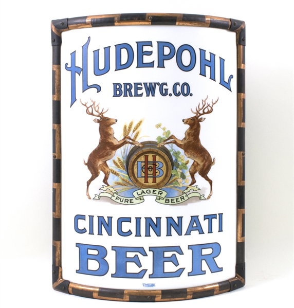 Hudepohl Brewing Cincinnati Beer Vitrolite Corner Sign