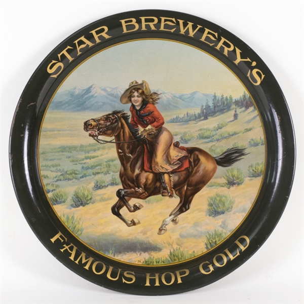 Star Brewerys Hop Gold Cowgirl Horse Western Tray