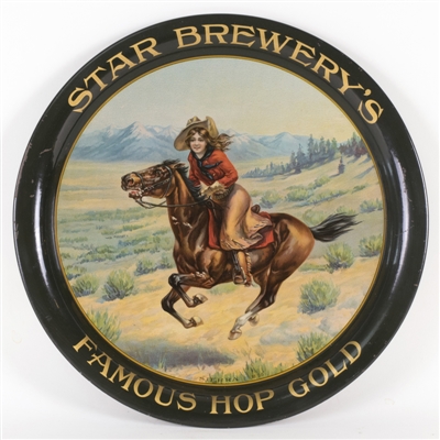 Star Brewerys Hop Gold Cowgirl Horse Western Tray