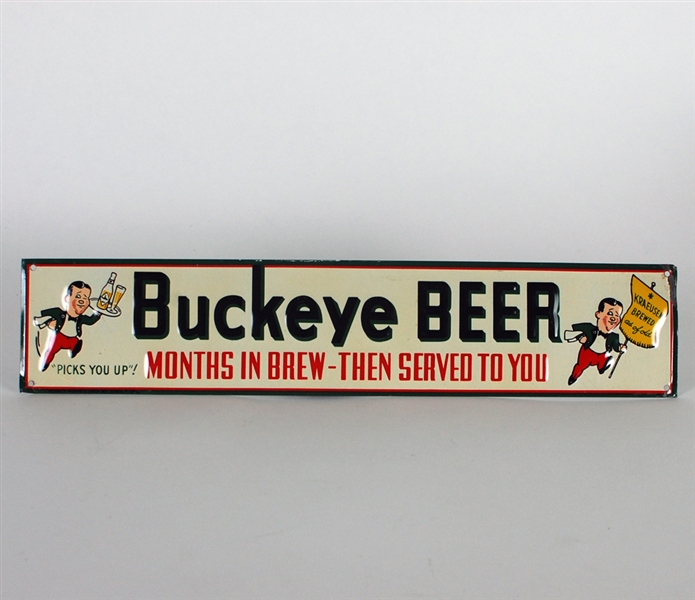 Buckeye Beer Embossed Tin Doorpush/Sign
