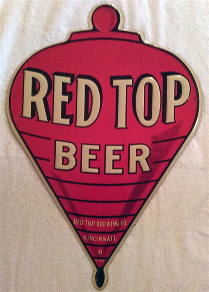 Red Top Beer Diecut Tin Sign