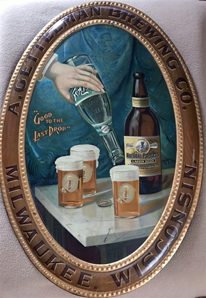 Gettelman Natural Process Lager Beer Self-Framed Tin Lithograph