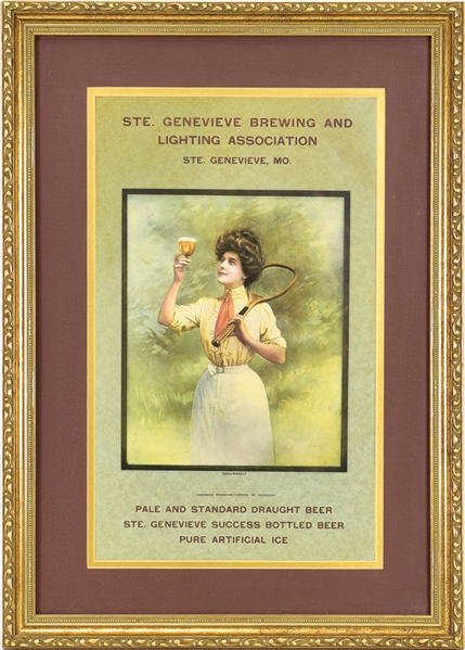 Ste. Genevieve Tennis Theme Pre-Prohibition Lithograph