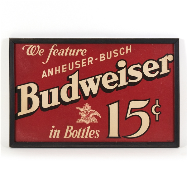 Budweiser Beer Framed Cardboard Sign