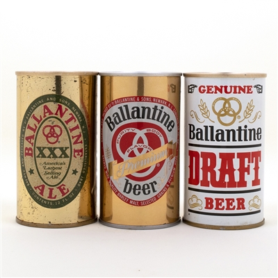 3 Ballantine Tab Top Beer Cans