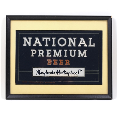 National Premium Beer Reverse Painted Sign