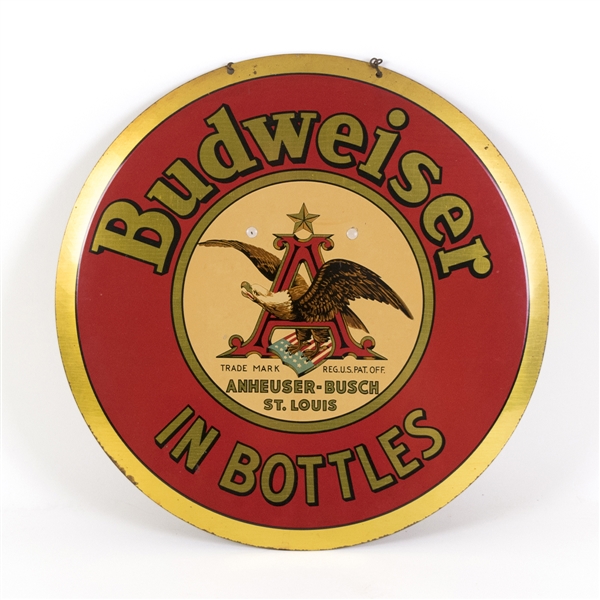 Budweiser Beer In Bottles Round Tin Sign