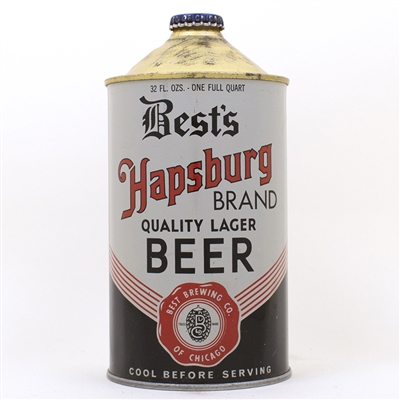 Bests Hapsburg Beer Dull Gray Quart Cone Top Can