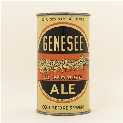Genesee 12 Horse Ale Full Opener Flat Top Beer Can