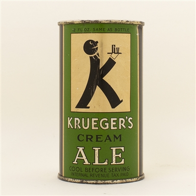 Kruegers Cream Ale Baldie Instructional Flat Top Beer Can