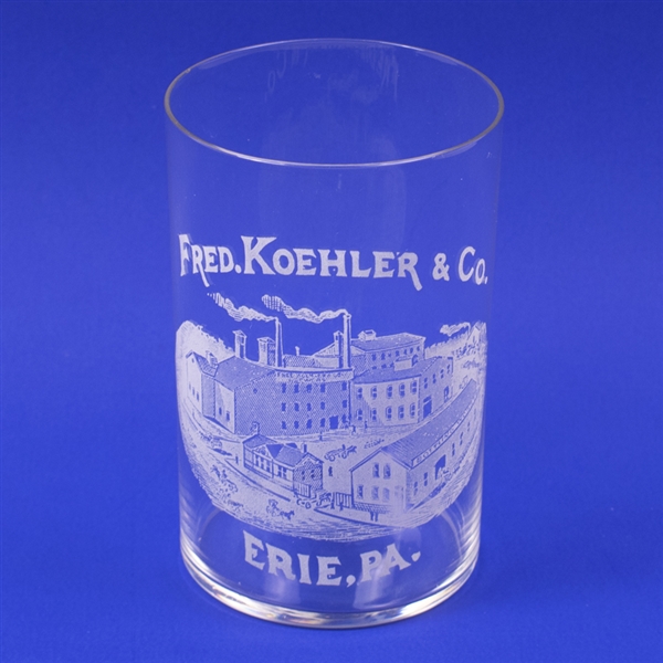 Fred Koehler Erie PA Factory Scene Etched Glass