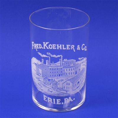 Fred Koehler Erie PA Factory Scene Etched Glass