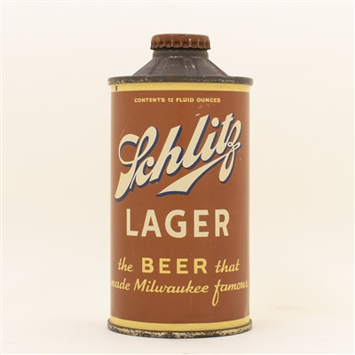 Schlitz Lager Beer FBIR Early Cone Top Can