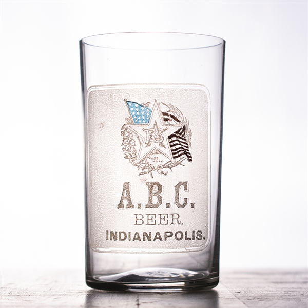 ABC Beer Inidianapolis Pre-Pro Etched Enameled Drinking Glass