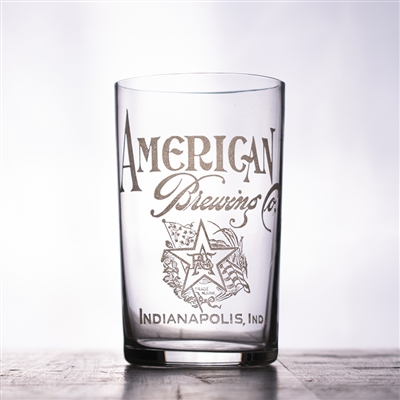 American Brewing Indianapolis Pre-Pro Etched Drinking Glass