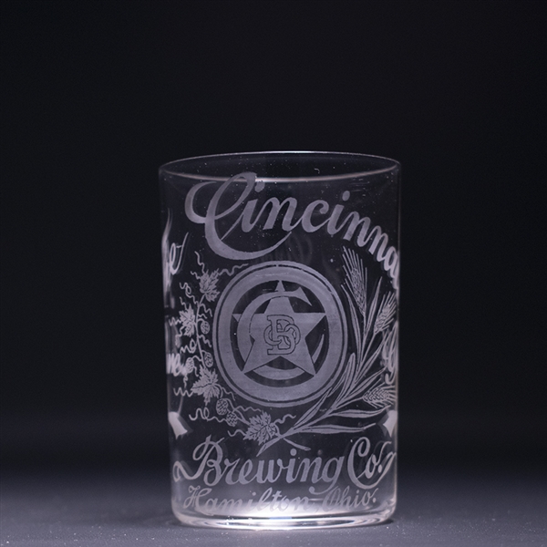 Cincinnati Brewing Co Pre-Prohibition Etched Drinking Glass 