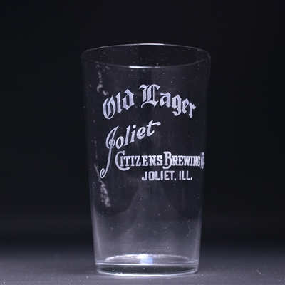 Joliet Old Lager Pre-Prohibition Etched Drinking Glass 