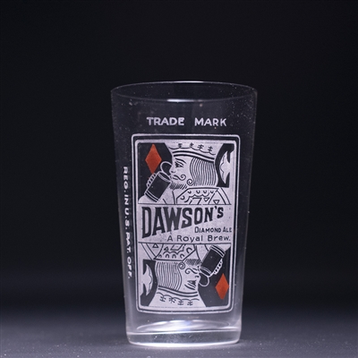 Dawsons Diamond Ale Pre-Prohibition Etched Drinking Glass 