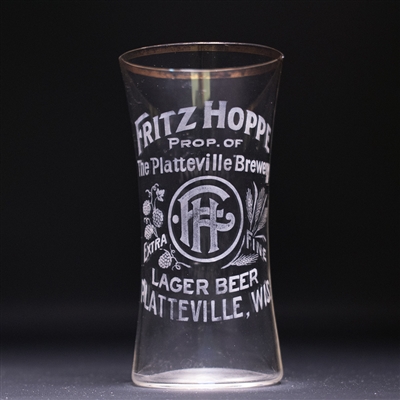 Fritz Hoppe Platteville Pre-Prohibition Etched Drinking Glass 