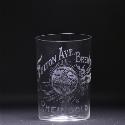 Fulton Ave Brewery Pre-Prohibition Etched Drinking Glass 