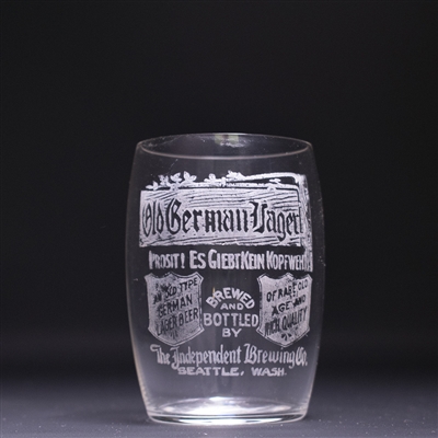 Old German Lager Pre-Prohibition Etched Drinking Glass 