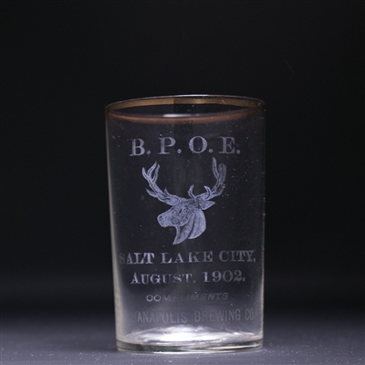 BPOE Salt Lake City Elks 1902 Pre-Prohibition Etched Glass 