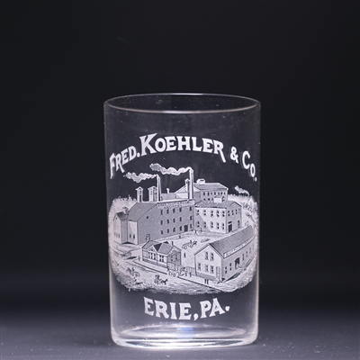 Koehler Factory Scene Pre-Prohibition Etched Drinking Glass 