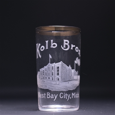 Kolb Bros Factory Scene Pre-Prohibition Etched Drinking Glass 