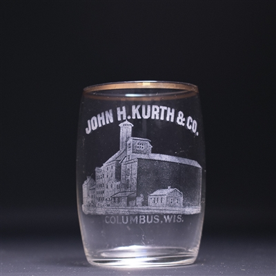 Kurth Factory Scene Pre-Prohibition Etched Drinking Glass 