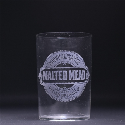 Mullens Malted Mead Pre-Prohibition Etched Drinking Glass 