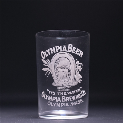 Olympia Beer Pre-Prohibition Etched Drinking Glass 
