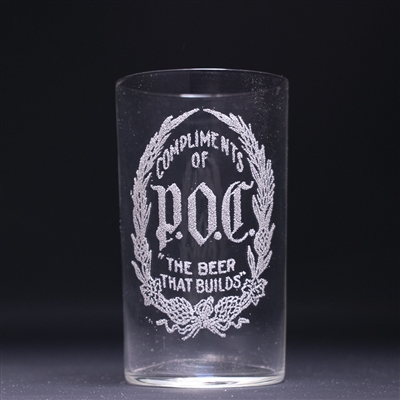 POC Beer Pre-Prohibition Etched Drinking Glass 