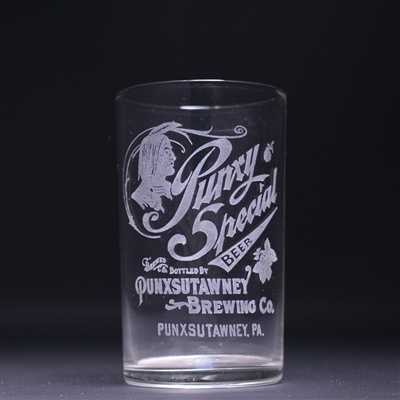 Punxy Special Beer Pre-Prohibition Etched Drinking Glass 