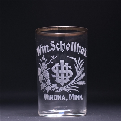 Wm Schellhas Pre-Prohibition Etched Drinking Glass 
