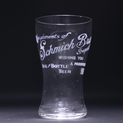 Schmich Bros Pre-Prohibition Etched Drinking Glass 