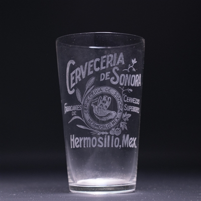 Cerveceria de Sonora Mexican Etched Drinking Glass 