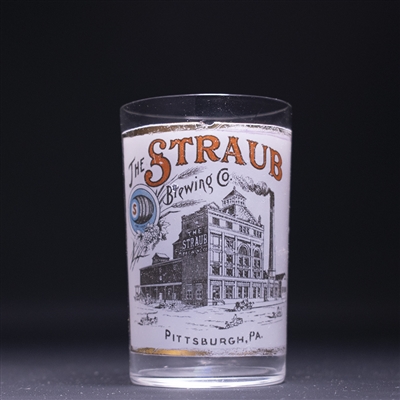 Straub Factory Scene Pre-Pro Fired-on Label Drinking Glass 