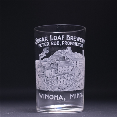 Sugar Loaf Factory Scene Pre-Prohibition Etched Drinking Glass 