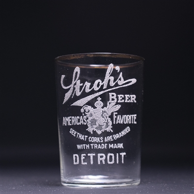 Strohs Pre-Prohibition Etched Drinking Glass 