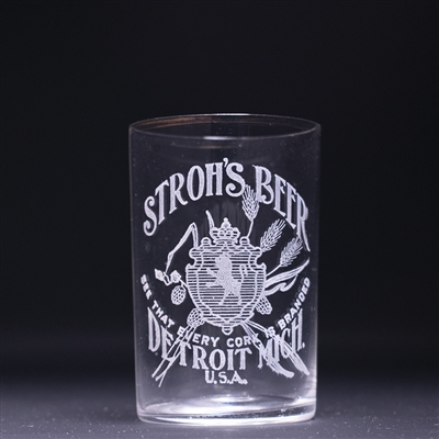 Strohs Pre-Prohibition Etched Drinking Glass 