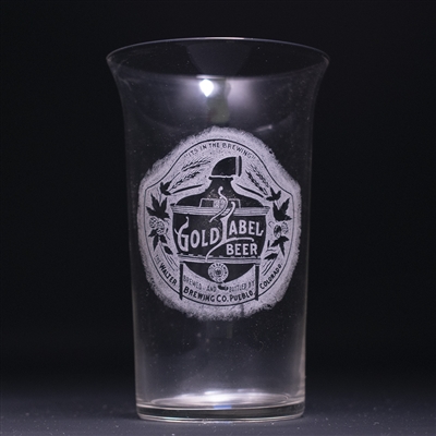 Gold Label Beer Pre-Prohibition Etched Drinking Glass 