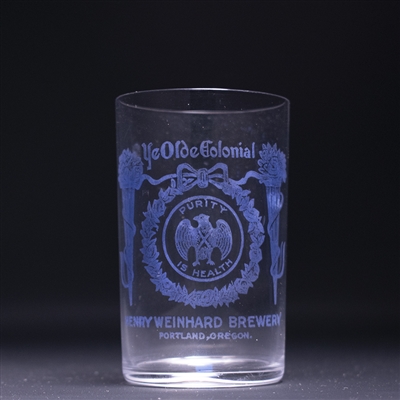 Weinhard Brewing Pre-Prohibition Etched Drinking Glass 
