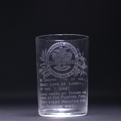 Stars and Stripes Pre-Prohibition Etched Drinking Glass 