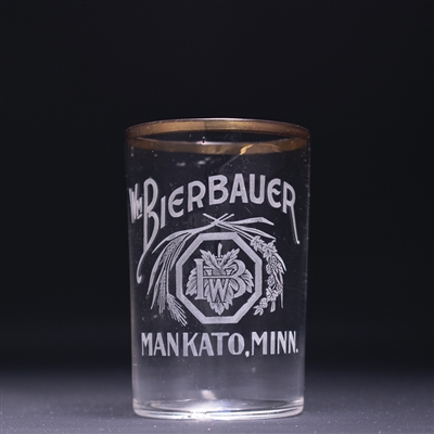 Wm Bierbauer Pre-Prohibition Etched Drinking Glass 
