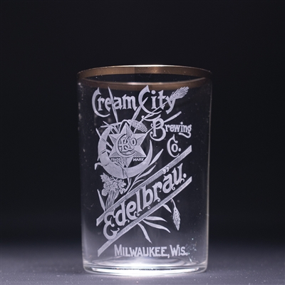 Edelbrau Beer Pre-Prohibition Etched Drinking Glass 